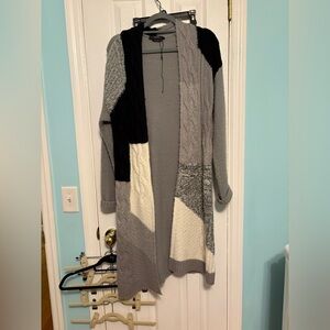 Cozy Warm Unique Vertigo Paris Cardigan in Black, Gray, and Cream